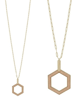 Open Hexagon Necklace-Necklaces-What's Hot Jewelry-Light Brown-cmglovesyou