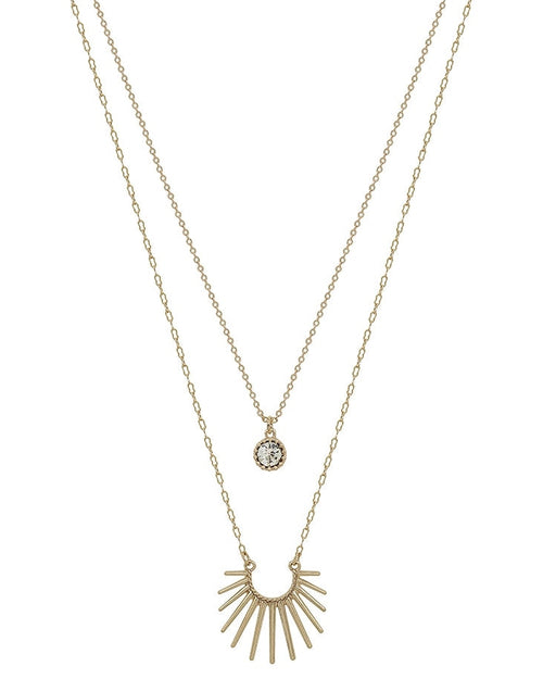 Matte Gold Sunburst Layered Necklace-Necklaces-What's Hot Jewelry-cmglovesyou
