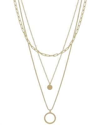 Triple Layer Matte Gold Necklace-Necklaces-What's Hot Jewelry-cmglovesyou