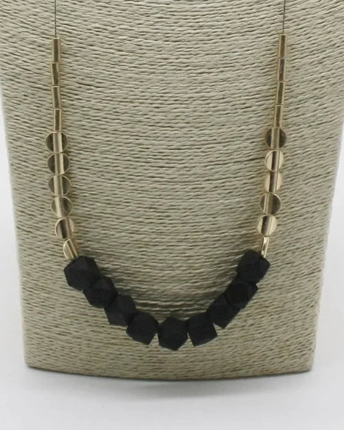 Bead and Gold Disc Necklace-Apparel & Accessories-Fouray Fashion-Black-cmglovesyou
