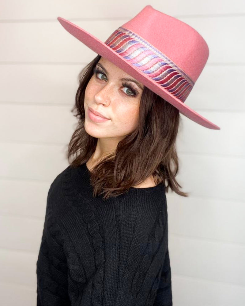 Pinched Crown Fedora Hat-Hat-Olive & Pique-Blush-cmglovesyou