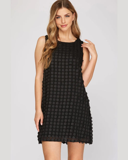 Sleeveless Woven Textured Dress-Dress-She+Sky-Small-Black-cmglovesyou