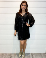 V-Neck Sequin Dress-Dresses-Vine & Love-S-Black-cmglovesyou