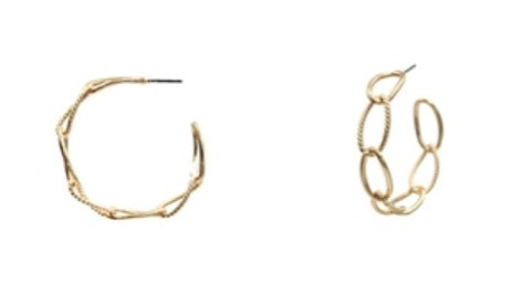 Open Circle Chain Hoops-What's Hot Jewelry-Gold-cmglovesyou