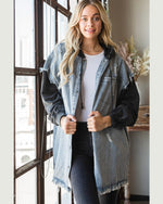 Distressed Denim Jacket Hoodie-Coats & Jackets-Oli & Hali-Small-Light Denim-cmglovesyou