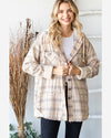 Plaid Mix French Terry Shacket-Coats & Jackets-Oli & Hali-Small-Cream Combo-cmglovesyou