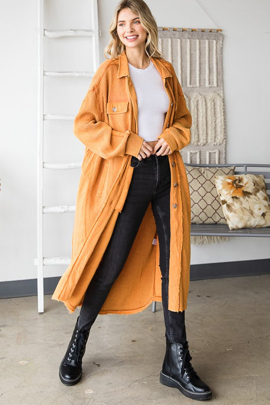 Waffle Thermal Knit Oversized Blazer-Coats & Jackets-Oli & Hali-S/M-Washed Rust-cmglovesyou