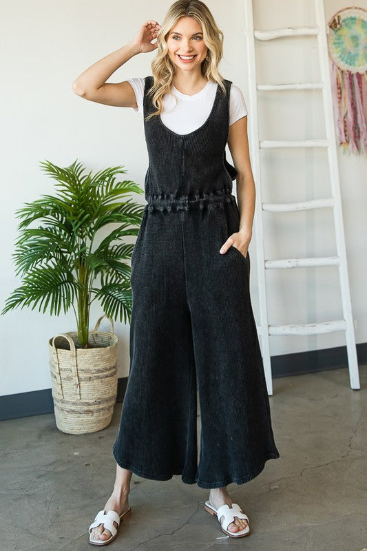 Mineral Washed Overall Jumpsuit-Jumpsuits & Rompers-Oli & Hali-Small-Black-cmglovesyou