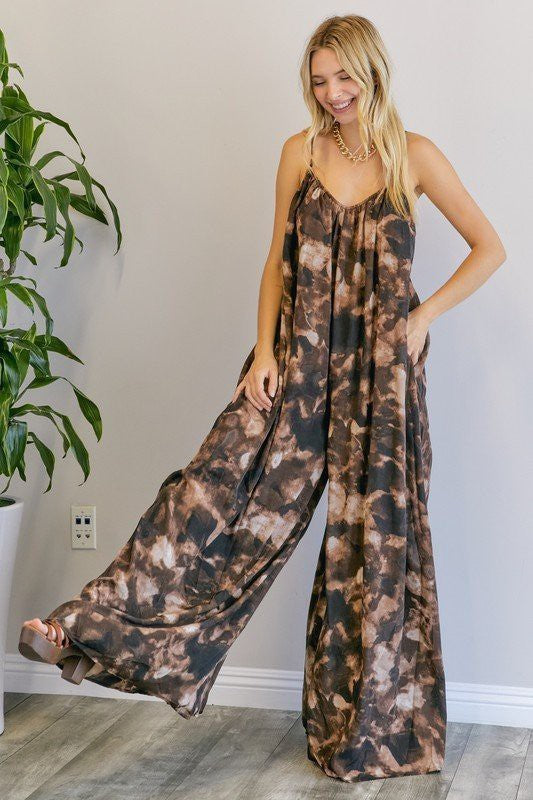 Spaghetti Strap Open Back Jumpsuit-Jumpsuits & Rompers-hers & mine-Small-Olive/Mocha-cmglovesyou