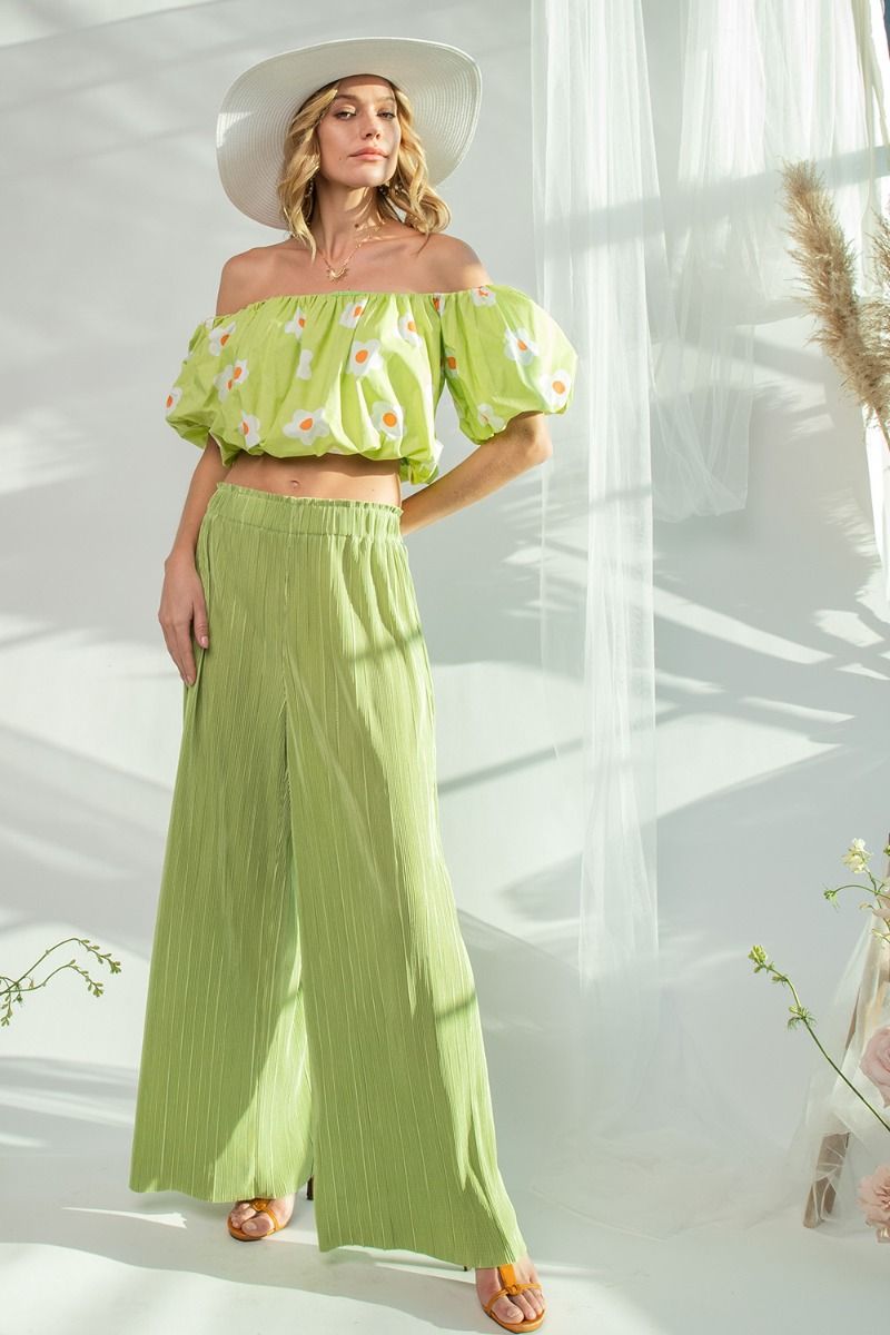 Pleated Satin Pants-Pants-Easel-Small-Pear Green-cmglovesyou