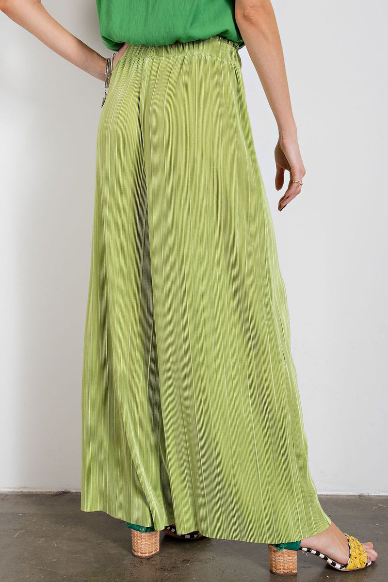 Pleated Satin Pants-Pants-Easel-Small-Pear Green-cmglovesyou
