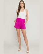 Solid Elastic Waistband Shorts-Shorts-Entro-Small-Fuchsia-cmglovesyou