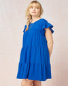 Solid Scoop Neck Tiered Dress-Dresses-Entro-Small-Royal-cmglovesyou