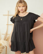 Solid Scoop Neck Tiered Dress-Dresses-Entro-Small-Black-cmglovesyou