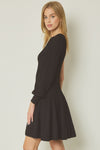 Ribbed One-Shoulder Dress-Dress-Entro-Black-Small-cmglovesyou