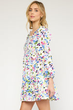 Floral Print Mini Dress-Dresses-Entro-Small-PinkBlue-cmglovesyou