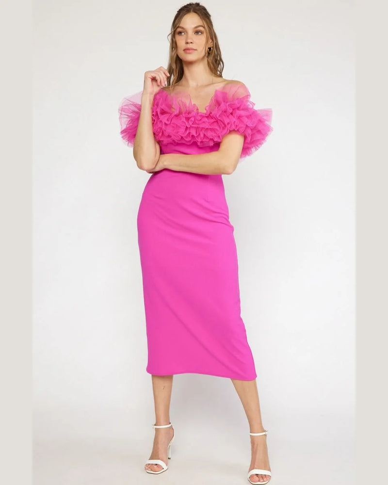 Tulle Bodice Dress-Dresses-Entro-Small-Pink-cmglovesyou