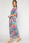 Print V-Neck Maxi Dress-dress-Entro-Small-Magenta Multi-cmglovesyou