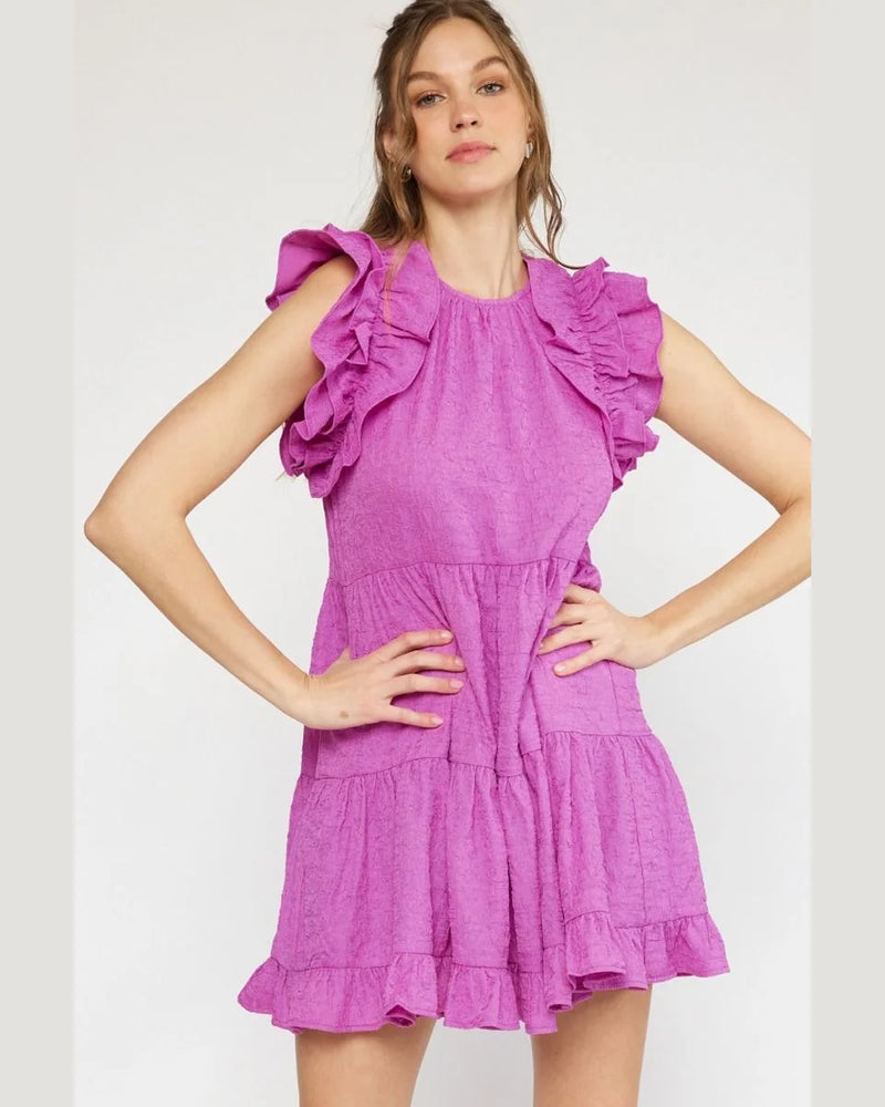 Textured Mini Dress-Dresses-Entro-Small-Orchid-cmglovesyou