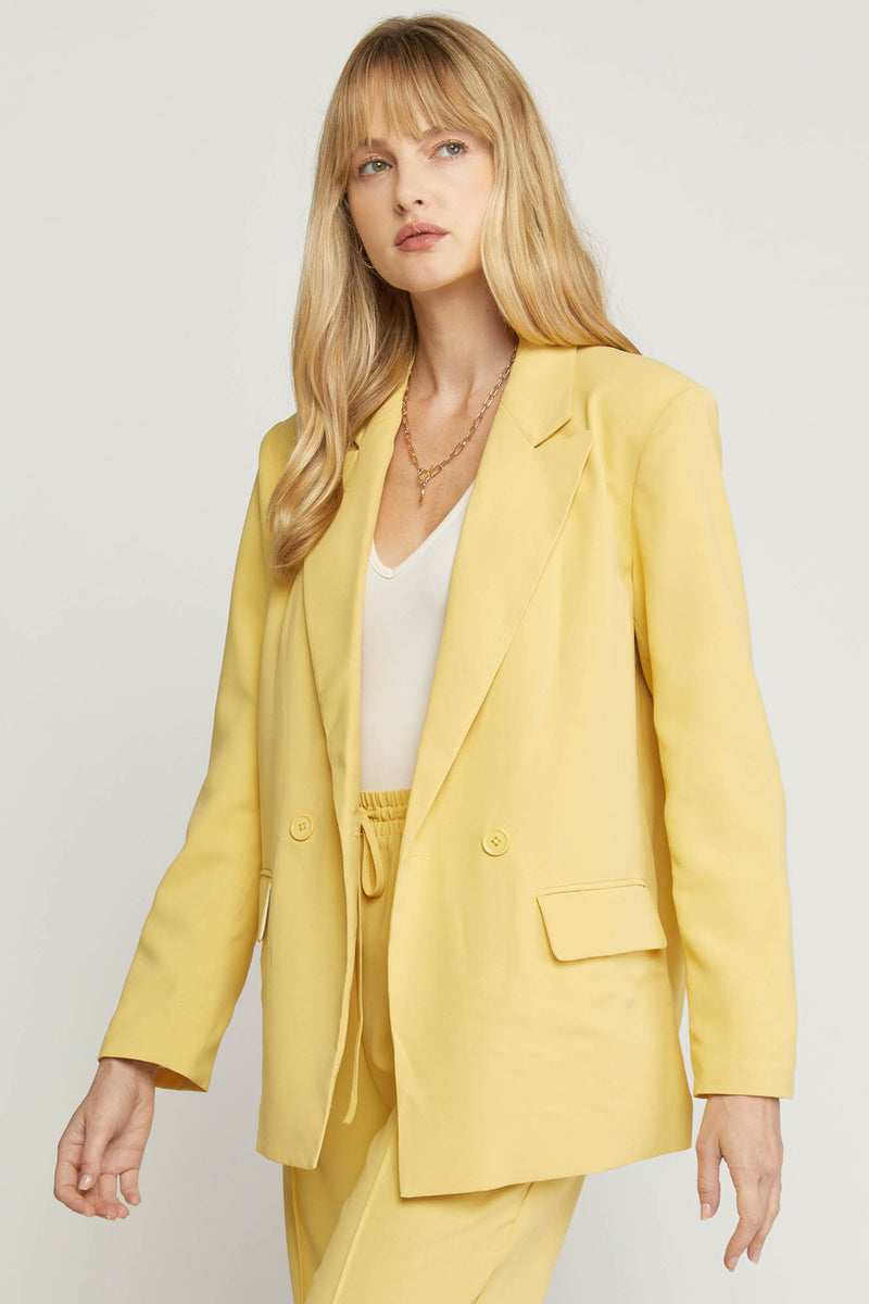 Single Button Blazer-Entro-Small-Custard-cmglovesyou