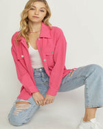Solid Textured Button Up Shacket-Jacket-Entro-Small-Pink-cmglovesyou