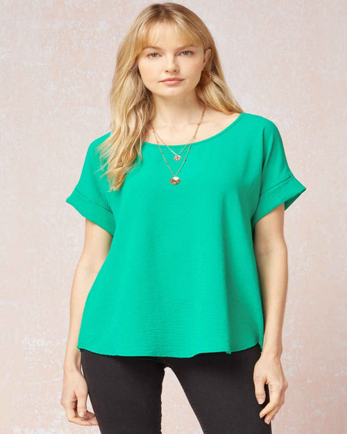 Everyday Scoop Neck Top-Tops-Entro-Small-Kelly Green-cmglovesyou