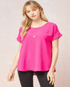 Everyday Scoop Neck Top-Tops-Entro-Small-Hot Pink-cmglovesyou