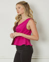 Color Block V-neck Sleeveless Top-Shirts & Tops-Entro-Small-Magenta Combo-cmglovesyou