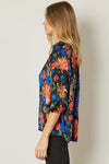 Floral Print V-Neck Top-Shirts & Tops-Entro-Small-Black-cmglovesyou