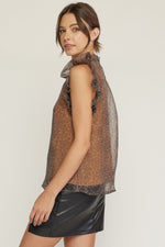 Ruffled and Cheetah Top-Shirts & Tops-Entro-Small-Taupe-cmglovesyou