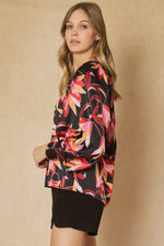 Floral Print V-Neck Top-Shirts & Tops-Entro-Small-Black-cmglovesyou