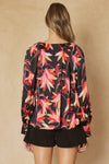 Floral Print V-Neck Top-Shirts & Tops-Entro-Small-Black-cmglovesyou