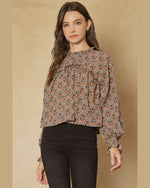 Boho Ruffle Neck Top-Entro-Small-Rust-cmglovesyou