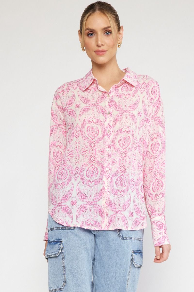 Kaleidoscope Print Top-Tops-Entro-Small-Pink-cmglovesyou