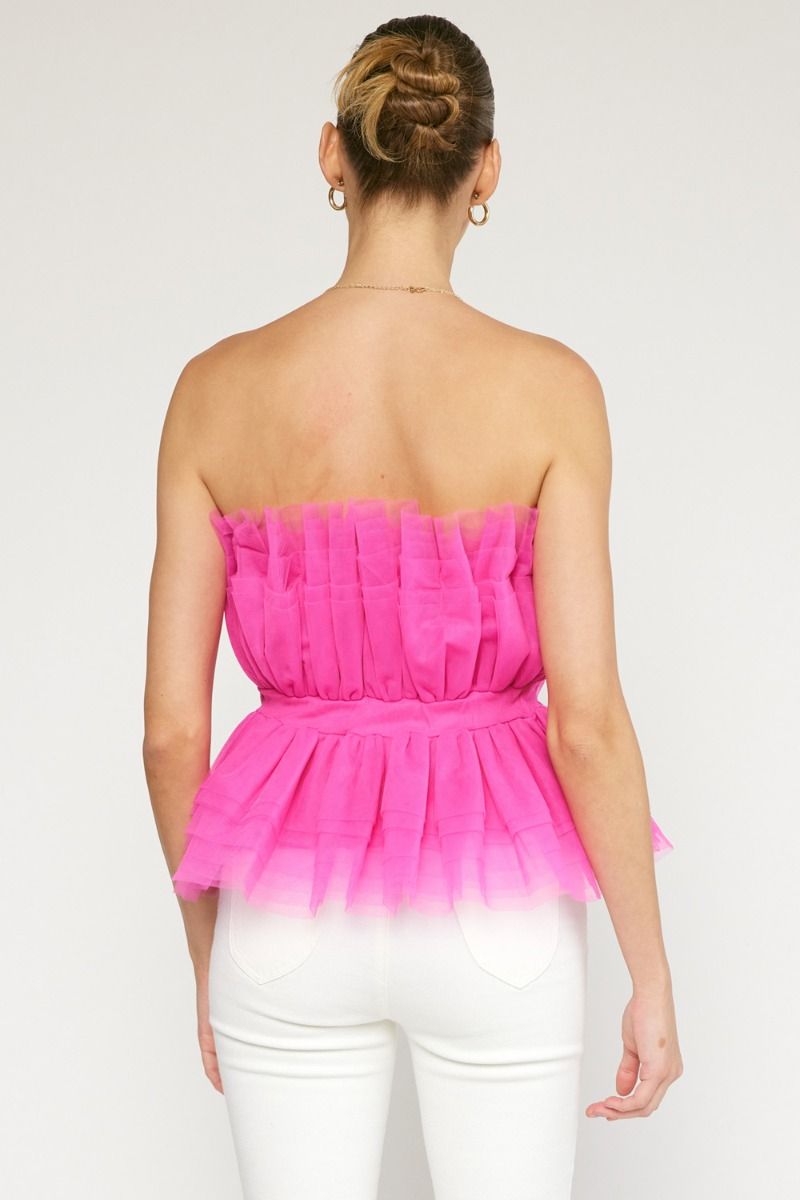 Tulle Tube Top-Top-Entro-Small-Hot Pink-cmglovesyou