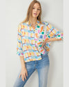 Contrast Print Top-Shirts & Tops-Entro-Small-Blue Combo-cmglovesyou