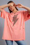 Oversized Lightning Tee-Tops-Easel-Small-Coral-cmglovesyou