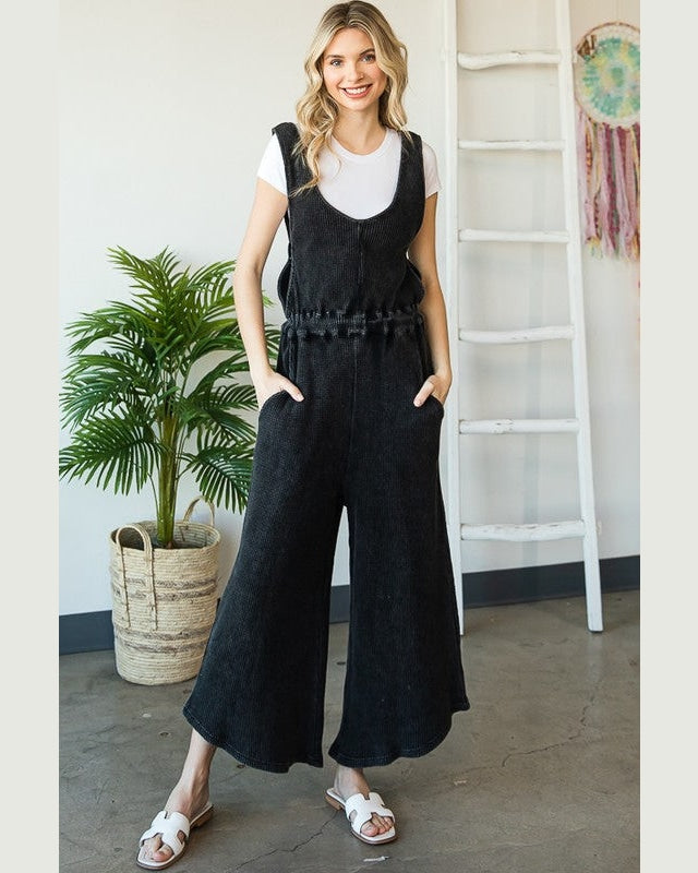 Mineral Washed Overall Jumpsuit-Jumpsuits & Rompers-Oli & Hali-Small-Black-cmglovesyou