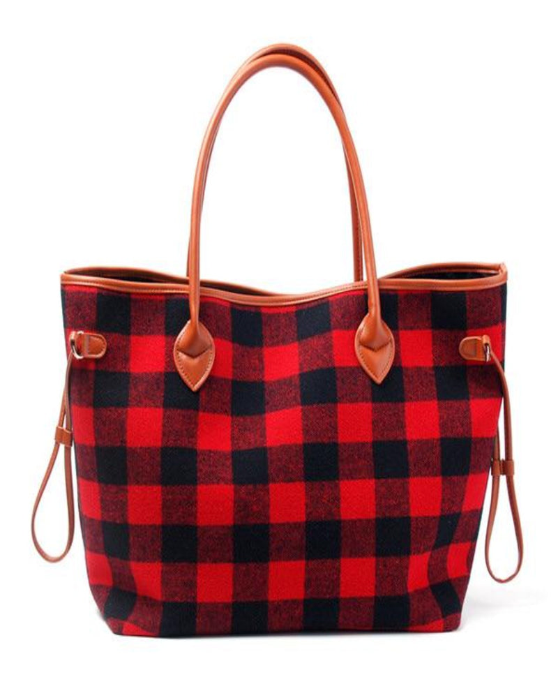On The Go Tote-Bag and Purses-Alibaba-Red Plaid-cmglovesyou