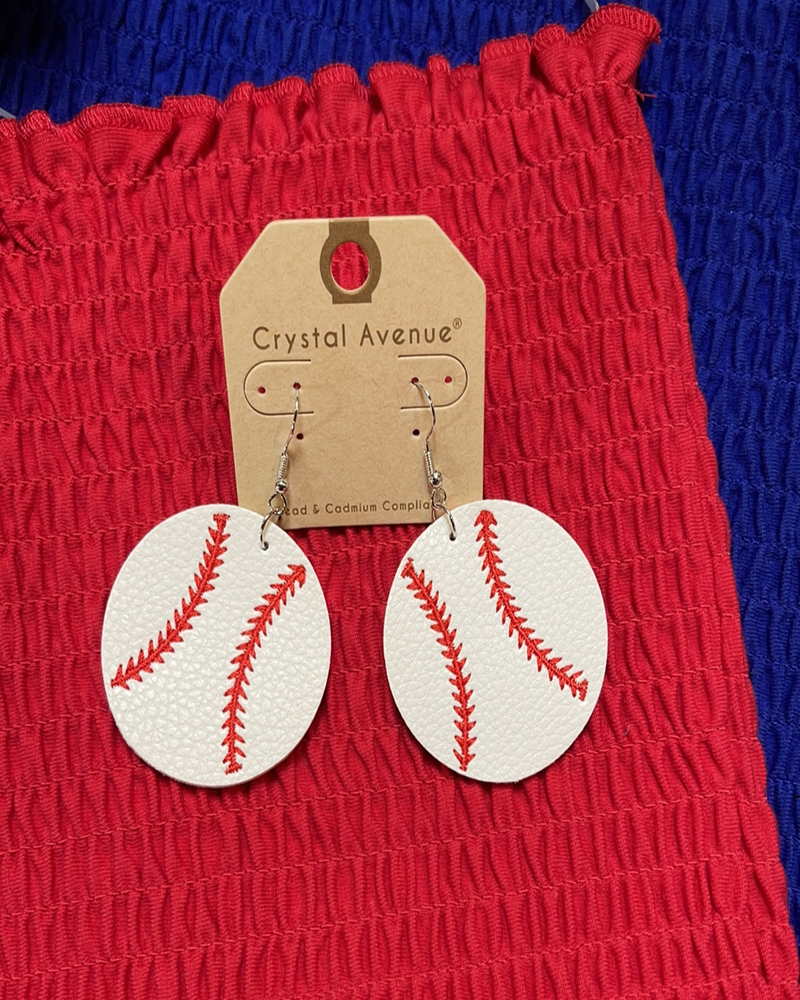 Round Baseball Earrings-Jewelry-Crystal Breeze-cmglovesyou