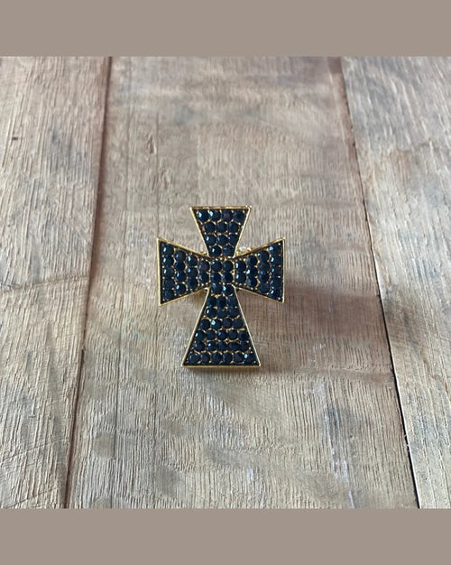 Black Gem Cross Ring-Rings-Lost and Found Trading Company-cmglovesyou