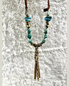 Turquoise Leopard Tassel Necklace-Necklaces-Rare Bird-cmglovesyou
