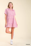 Tiered Striped Dress-Dresses-Umgee-Small-Pink Mix-cmglovesyou