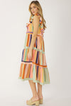 Sherbert Rainbow Striped Dress-Dresses-Entro-Small-Coral Combo-cmglovesyou