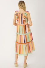 Sherbert Rainbow Striped Dress-Dresses-Entro-Small-Coral Combo-cmglovesyou