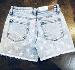 Mid-Rise Star Acid Wash Shorts-bottoms-Judy Blue-Small-Light Denim-cmglovesyou