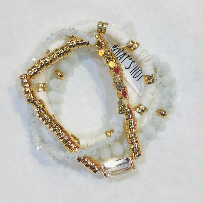 Crystal, Clay, Gold Bracelet-What's Hot Jewelry-White-cmglovesyou