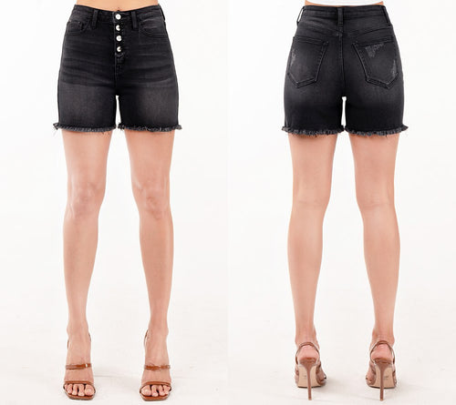 Button Up High Rise Shorts-bottoms-Ceros Jeans-cmglovesyou