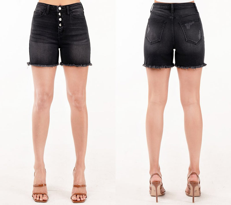 Button Up High Rise Shorts-bottoms-Ceros Jeans-cmglovesyou