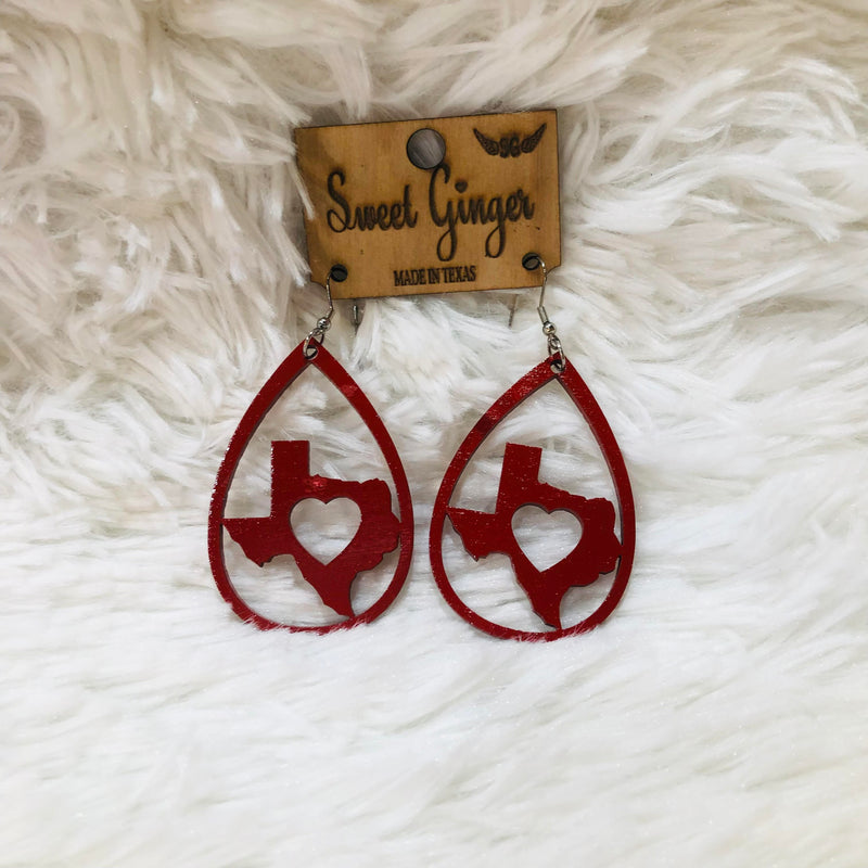 Texas Earrings-Accessories-Sweet Ginger Jewelry-Red-cmglovesyou